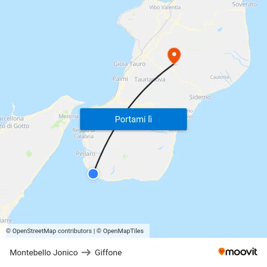 Montebello Jonico to Giffone map