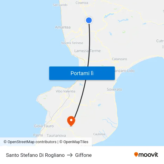 Santo Stefano Di Rogliano to Giffone map