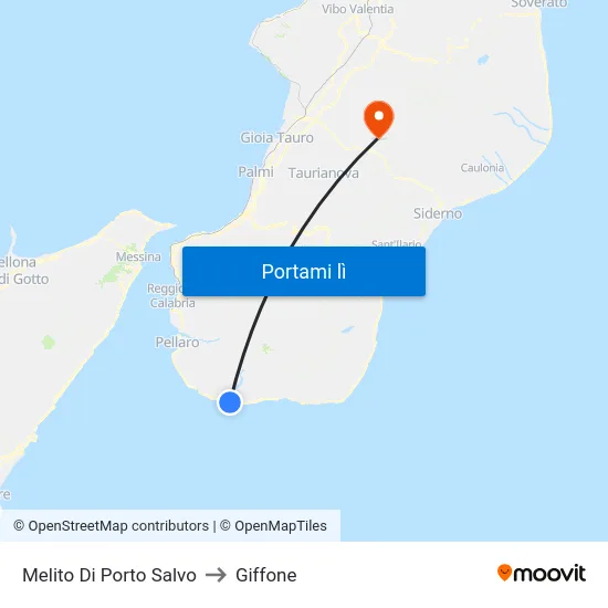Melito Di Porto Salvo to Giffone map