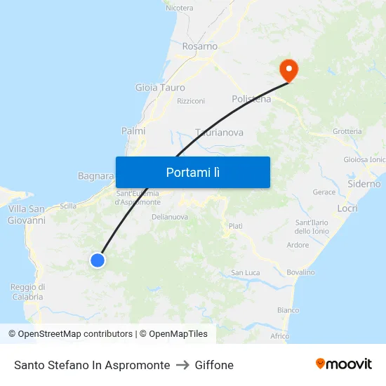 Santo Stefano In Aspromonte to Giffone map