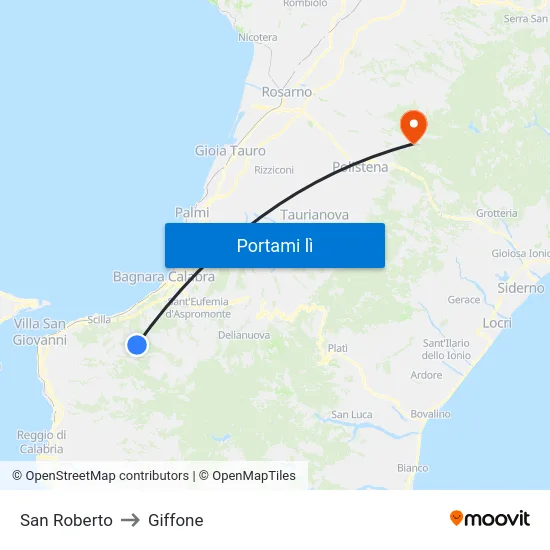 San Roberto to Giffone map