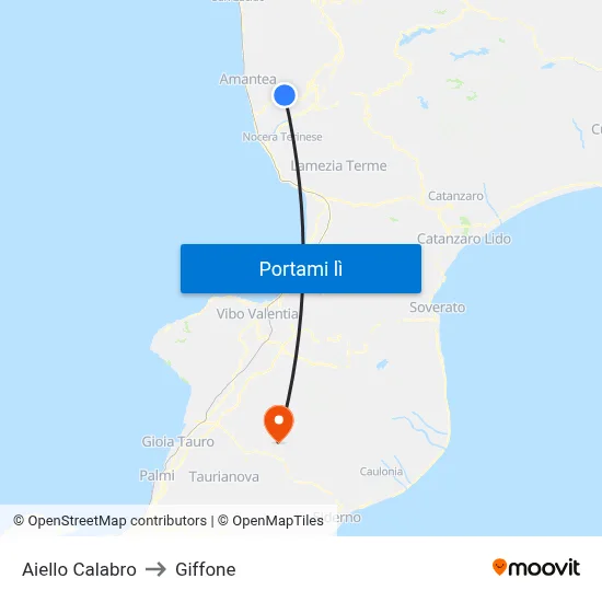 Aiello Calabro to Giffone map