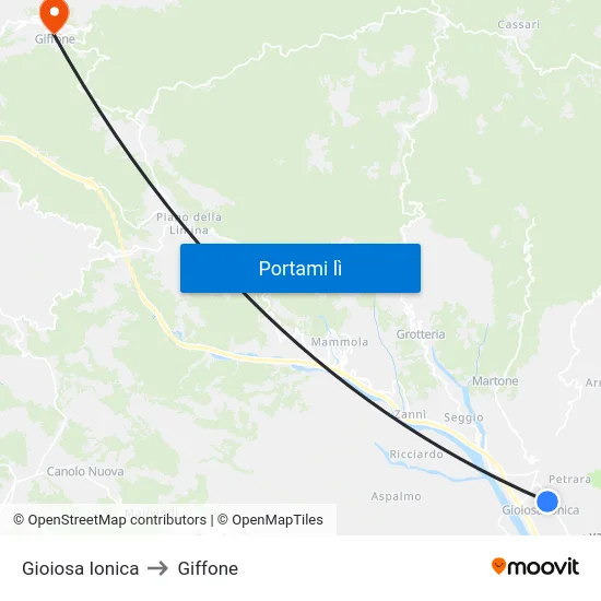 Gioiosa Ionica to Giffone map