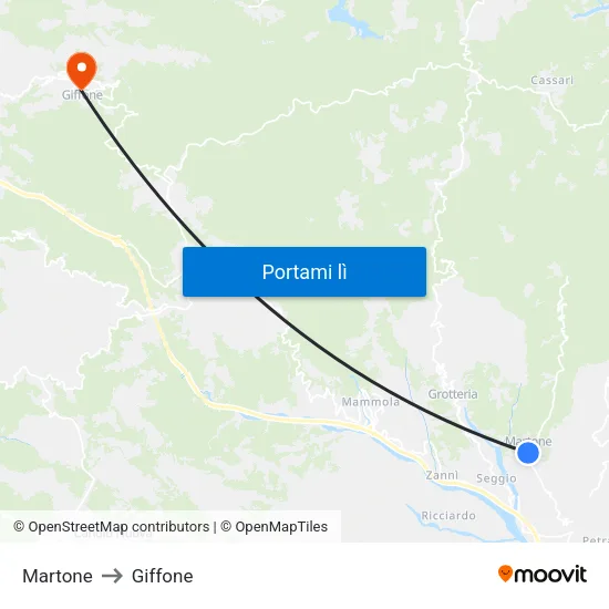 Martone to Giffone map