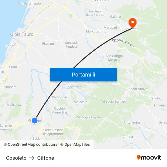 Cosoleto to Giffone map
