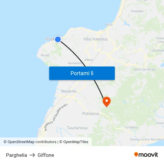 Parghelia to Giffone map