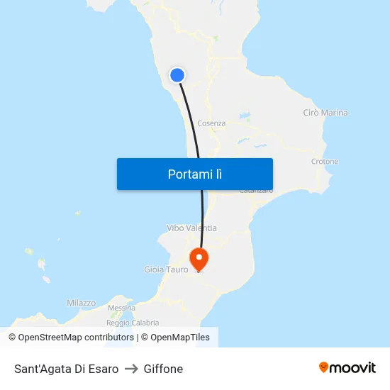 Sant'Agata Di Esaro to Giffone map