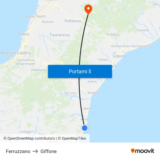 Ferruzzano to Giffone map