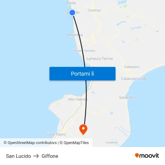 San Lucido to Giffone map