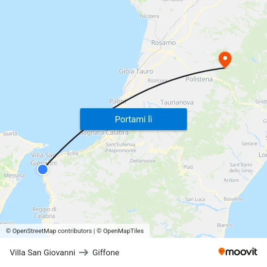 Villa San Giovanni to Giffone map