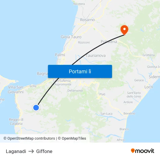 Laganadi to Giffone map