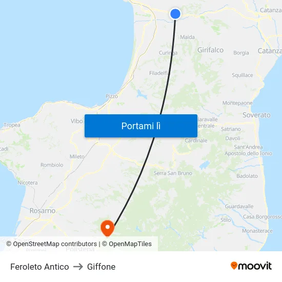 Feroleto Antico to Giffone map
