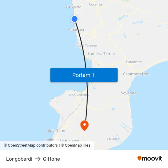 Longobardi to Giffone map