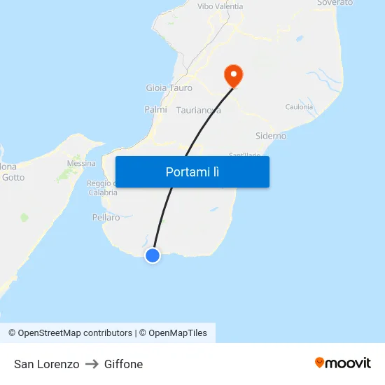 San Lorenzo to Giffone map