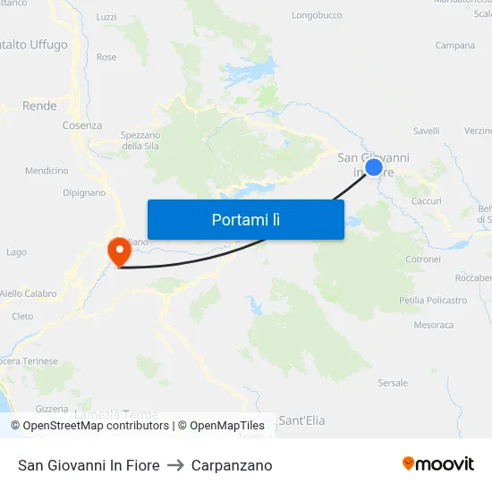 San Giovanni In Fiore to Carpanzano map