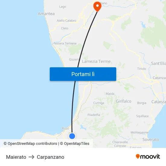 Maierato to Carpanzano map
