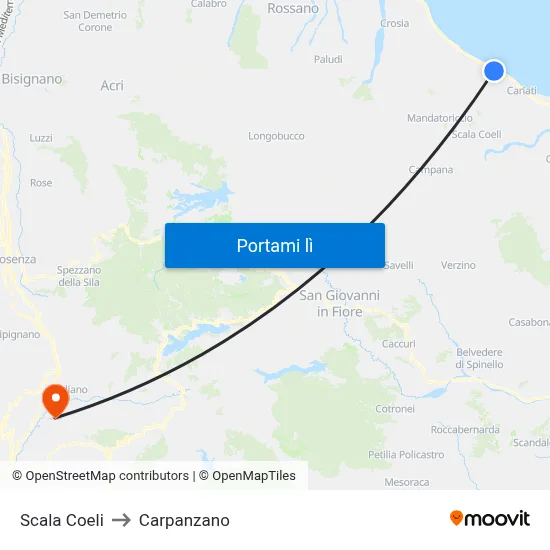 Scala Coeli to Carpanzano map