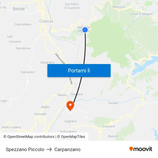 Spezzano Piccolo to Carpanzano map