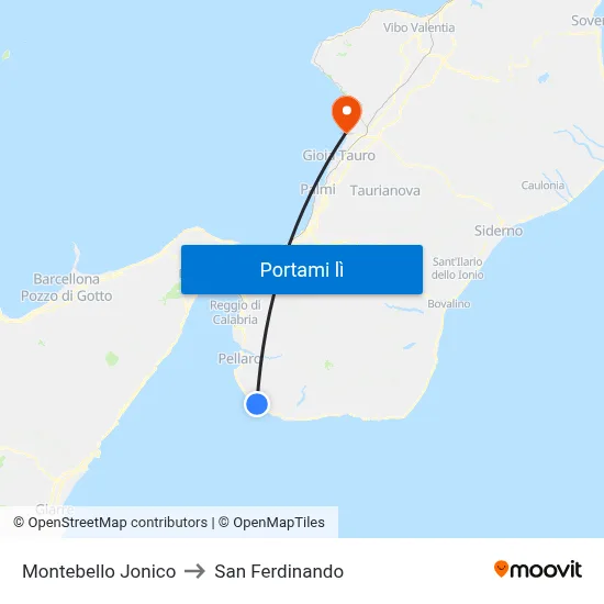 Montebello Jonico to San Ferdinando map