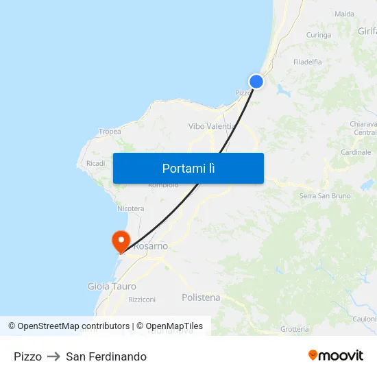 Pizzo to San Ferdinando map