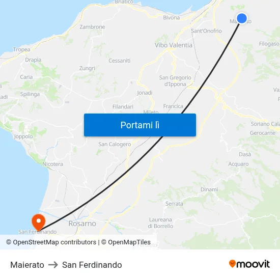 Maierato to San Ferdinando map