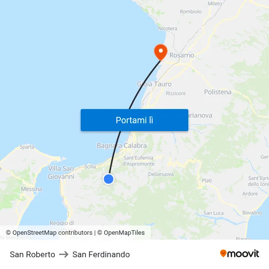 San Roberto to San Ferdinando map