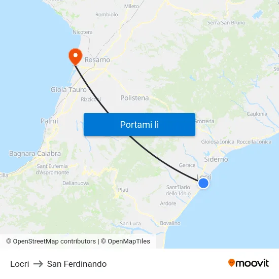 Locri to San Ferdinando map