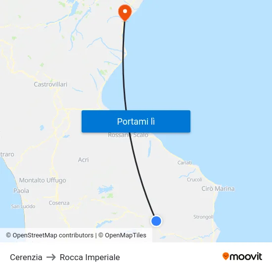 Cerenzia to Rocca Imperiale map