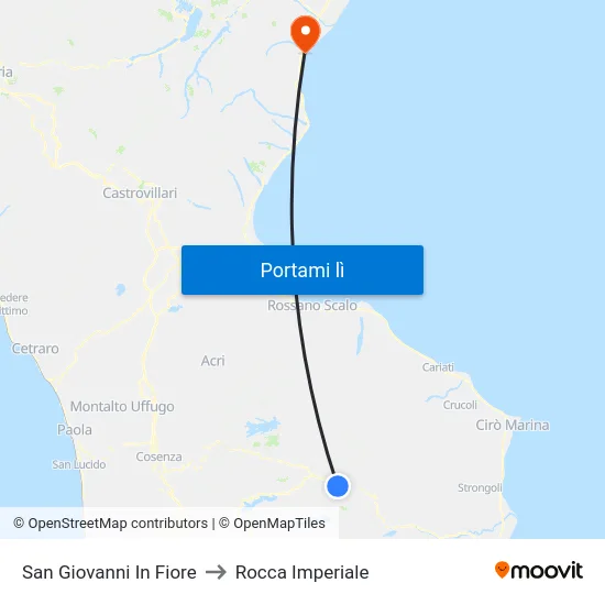 San Giovanni In Fiore to Rocca Imperiale map