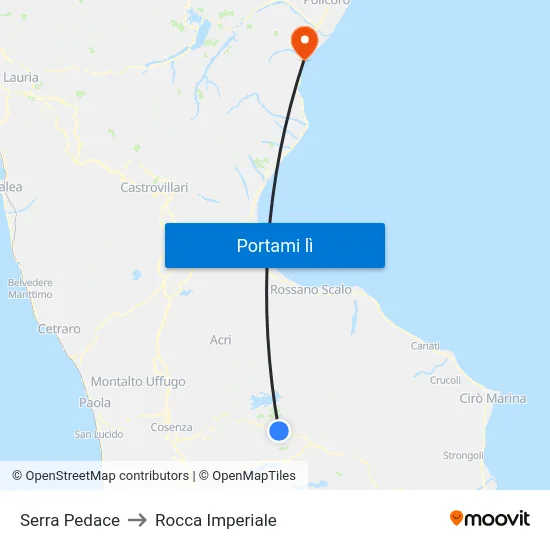 Serra Pedace to Rocca Imperiale map