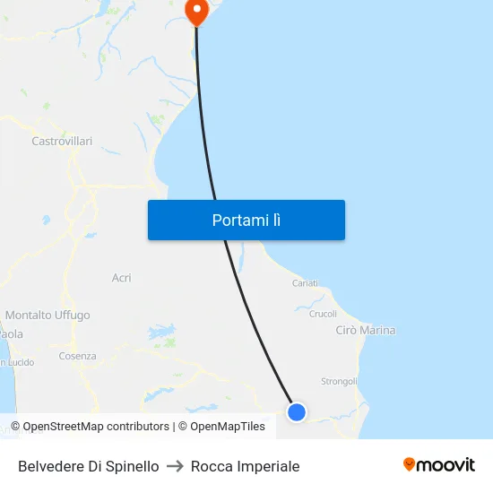 Belvedere Di Spinello to Rocca Imperiale map