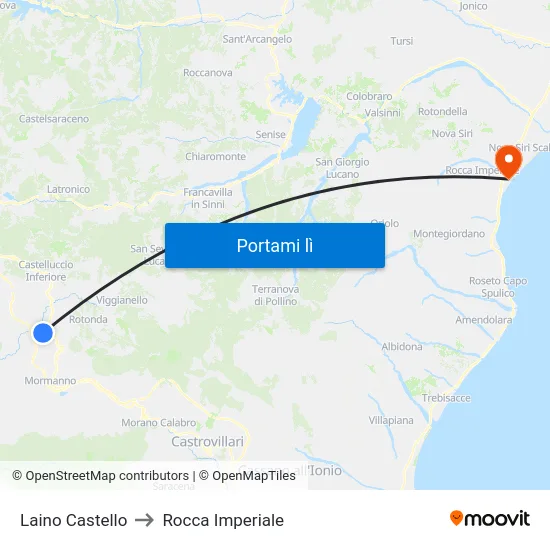 Laino Castello to Rocca Imperiale map