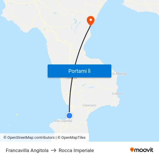 Francavilla Angitola to Rocca Imperiale map