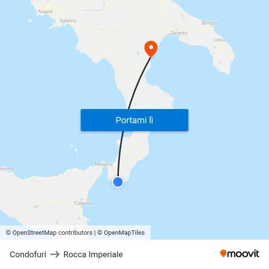 Condofuri to Rocca Imperiale map