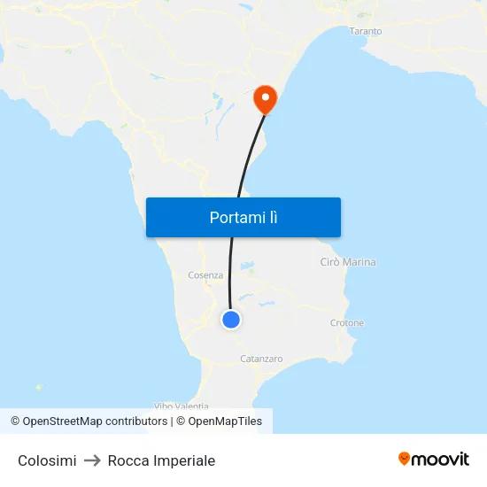 Colosimi to Rocca Imperiale map