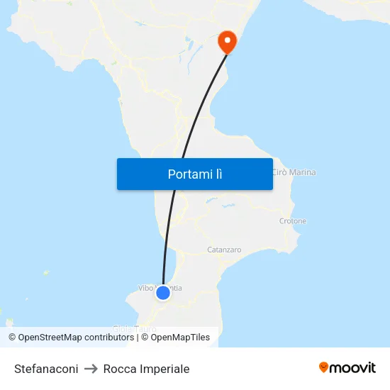Stefanaconi to Rocca Imperiale map