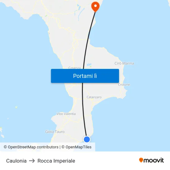 Caulonia to Rocca Imperiale map