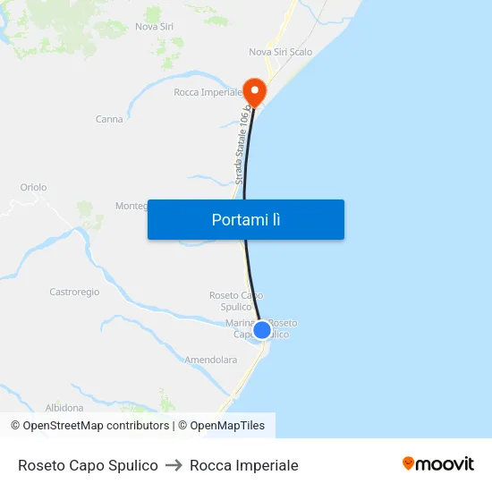 Roseto Capo Spulico to Rocca Imperiale map