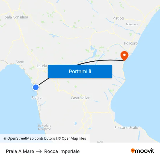 Praia A Mare to Rocca Imperiale map