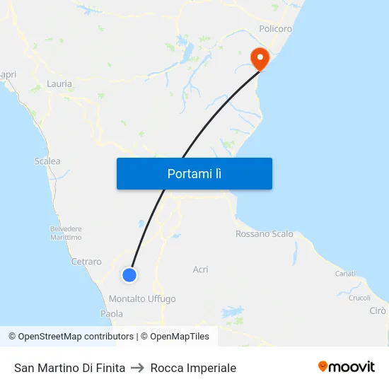 San Martino Di Finita to Rocca Imperiale map