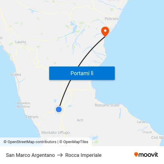 San Marco Argentano to Rocca Imperiale map