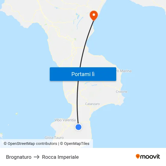 Brognaturo to Rocca Imperiale map