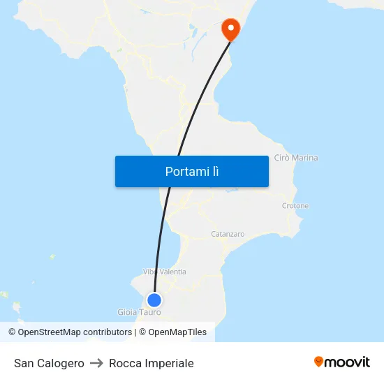San Calogero to Rocca Imperiale map