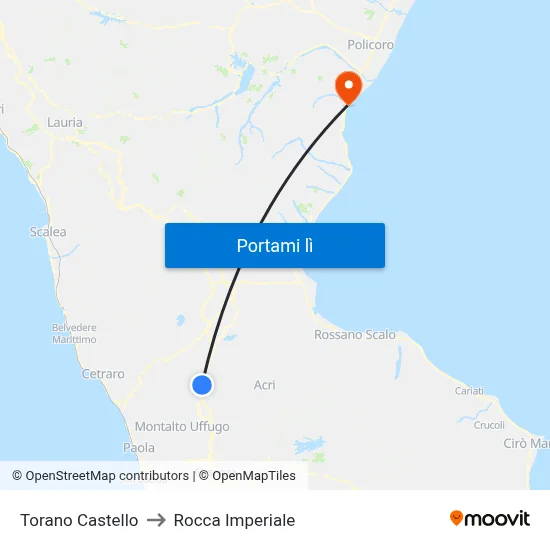 Torano Castello to Rocca Imperiale map