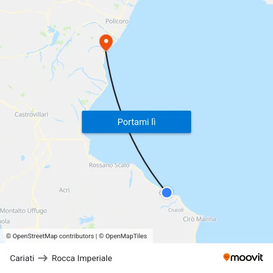 Cariati to Rocca Imperiale map
