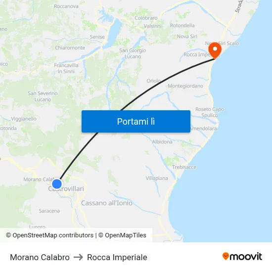 Morano Calabro to Rocca Imperiale map