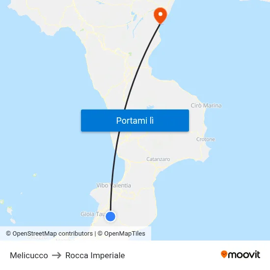 Melicucco to Rocca Imperiale map