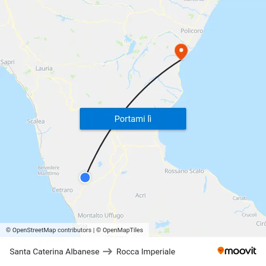 Santa Caterina Albanese to Rocca Imperiale map