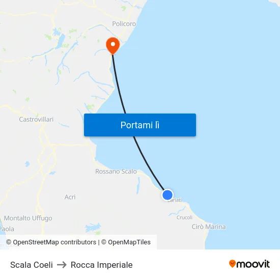 Scala Coeli to Rocca Imperiale map