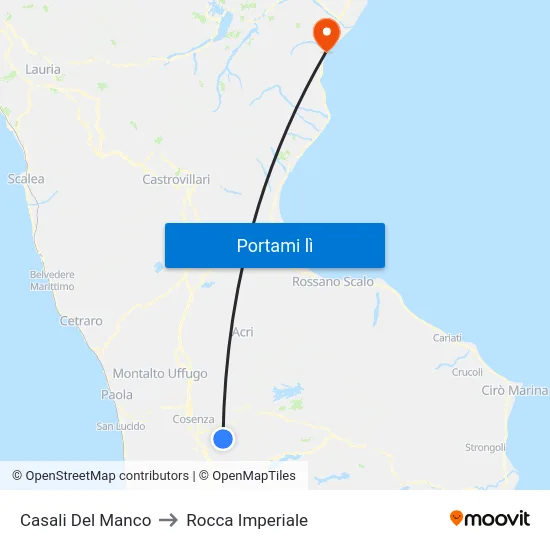 Casali Del Manco to Rocca Imperiale map
